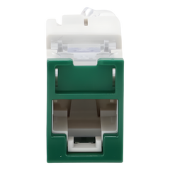 Jack UltraMAX Cat5e, UTP, Montaje Híbrido en Placa de Pared (Plano y Angulado), Color Verde, Punch Down