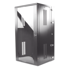 Gabinete PanZone de Montaje en Pared, de 19in, Puerta con Ventana de Seguridad, 26 UR, 635mm de Profundidad, Color Negro