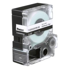 Casete de Etiquetas de Vinilo de Cinta Continua, Color Negro Sobre Blanco, Uso Interior/Exterior, 24 mm (0.94 Pulgadas) de Ancho x 7.6 Metros (24.93 Pies) de Largo