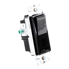 Apagador de paleta Claro unipolar de encendido y apagado, 15 A, 120/277 V, para todo tipo de cargas de iluminación y motores, color negro brillante