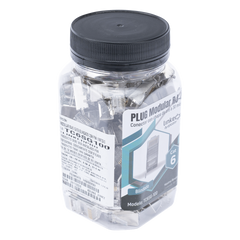Bote con 100 Piezas de Plug Modular RJ45 Cat6 Blindado con Pin de Tierra, Chapado de Oro a 30 Micras para Durabilidad Extrema