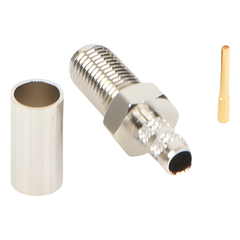 Conector SMA Hembra de Anillo Plegable para Cable RG-58/U, Niquel/ Oro / Teflón.