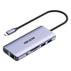 Hub USB-C 11 en 1 / HDMI 4K + VGA / 2x USB 3.0 + 2x USB 2.0 / SD + Micro SD / RJ45 Gigabit / PD 100W / Audio / Aleación de Aluminio