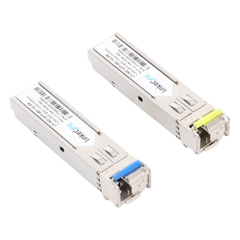 Transceptores Ópticos Industriales Bidireccionales SFP (Mini-Gbic) / Monomodo 1310 & 1550 nm / 1.25 Gbps / 1000BASE-BX / Conector LC/UPC Simplex / DDM / Hasta 5 km / 2 Piezas