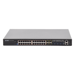 Switch Administrable Stacking Capa 3, 24 Puertos PoE 802.3af/at 10/100/1000T, Hasta 370 W, 4 Puertos 10G SFP+