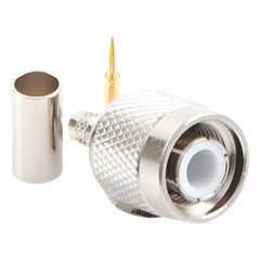 Conector TNC Macho de Anillo Plegable para Cables RG-58/U, RG-142/U, LMR-195, Níquel/ Oro/ Teflón.