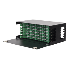 Distribuidor de Fibra Óptica con Bandejas Deslizables, Vacío, 19 Pulgadas, Acepta 72 Adaptadores LC Duplex o LC Simplex o 72 SC Simplex, 4U