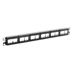 Panel de Parcheo Modular Mini-Com (Sin Conectores), Plano, Sin Blindaje, Con Etiqueta y Cubierta, de 24 Puertos, 1UR