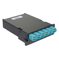 Placa Acopladora de Fibra Óptica FAP, Con 12 Pigtails y 6 Conectores LC Duplex (12 Fibras), Para Fibra Multimodo OM3/OM4, Color Aqua