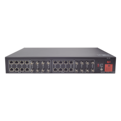 Kit de TRANSCEPTOR ACTIVO DE 16 Canales / VIDEO+PODER en un solo Cable UTP / 150m en 4K, 200m en 5 MP/ Envía 36 Vcc y recibe 12 Vcc / TODO INCLUIDO PARA RACK / Compatible con cámaras HD-TVI/CVI/AHD/CVBS / Instalación Limpia