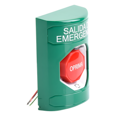 Botón de Salida de Emergencia , Texto en Español, Acción Mantenida, Girar para Restablecer, LED de iluminación