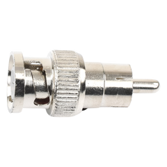 Adaptador en Línea para 75 Ohm, de Conector BNC Macho a RCA Macho en Aplicaciones de Audio-Video para Cámaras, Monitores y DVR's.
