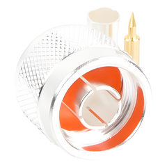 Conector N Macho de Anillo Plegable para Cable LP-195, RG-58/U, Plata/ Oro/ Teflón.