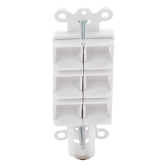 Marco de 6 puertos personalizable para conectores de red, fibra óptica, coaxial y telefonía, línea Claro, color blanco