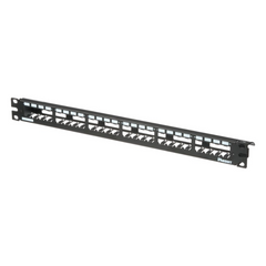 Panel de Parcheo Modular Mini-Com (Sin Conectores), Plano, Totalmente Blindado, de 24 Puertos, 1UR