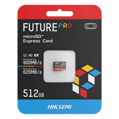 Tarjeta microSD Express 512G / 900 MB/s Lectura / 620 MB/s Escritura / PCIe Gen 3x1 + NVMe / U3 A2 EX / Compatibilidad UHS-I UHS-II
