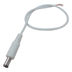 Cable con Conector Macho (Pigtail) | Forro Blanco | Alimentación para Vcc con Puntas Libres | Polarizado | Largo 22 cm (8.66 Pulgadas) / Calibre 22AWG.