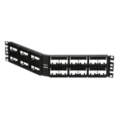 Panel de Parcheo Modular Mini-Com (Sin Conectores), Angulado, Sin Blindaje, Con Etiqueta y Cubierta, de 48 Puertos, 2UR