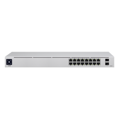 UniFi Switch USW-16-POE Gen2, Capa 2 de 16 puertos (8 puertos PoE 802.3af/at + 8 puertos Gigabit) + 2 puertos 1G SFP, 42W, pantalla informativa