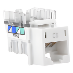 Jack RJ45 categoría 6 de 8 conductores para voz y datos, inserto a presión para el frame Claro de 6 puertos, color blanco