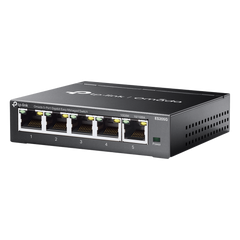 Switch Gestionado Omada SDN / 5 Puertos Gigabit RJ45 / 10 Gbps Capacidad Switching / 7.4 Mpps Forwarding Rate / Gestión Cloud Centralizada / VLAN 802.1Q / QoS 8 Colas Prioridad / Metal Fanless