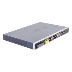 Switch PoE Industrial Capa 3, Con 24 Puertos PoE Gigabit 802.3af/at, 4 Puertos SFP Compartidos 100 / 1000X, Soporta temperaturas extremas de -40 ~ 75°C