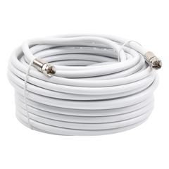 Jumper Coaxial con Cable Tipo RG-6 en Color Blanco de 15.24 Metros (50 Pies) de Longitud y Conectores F Macho en Ambos Extremos. 75 Ohm de Impedancia.