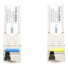 Transceptores Ópticos Industriales Bidireccionales SFP (Mini-Gbic) / Monomodo 1310 & 1550 nm / 1.25 Gbps / 1000BASE-BX / Conector LC/UPC Simplex / DDM / Hasta 20 km / 2 Piezas