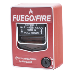 Estación manual de incendio inalámbrica direccionable de doble acción con rotulación bilingüe español-inglés