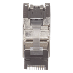 Plug RJ45 Blindado, Instalación Recta, Terminación en Campo Certificable, Compatible con Cat5e, Cat6 y Cat6A, Color Plata, Paquete de 10 Piezas