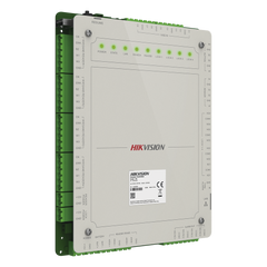 Controlador de Acceso 4 Puertas Administrable en la Nube con Hik-Connect Teams / Interfaz Web / 8 Lectores de Huella o Tarjeta / 100,000 Tarjetas / 10,000 Huellas / Incluye Gabinete y Fuente de Alimentación 12Vcd 8 A / Soporta Batería de Res