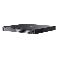 Switch Gestionable L3 Stackable / 24 Puertos Gigabit + 4 Slots 10G SFP+ / Capacidad de Conmutación 128 Gbps / Stack Físico hasta 8 Unidades / L3 RIP OSPF VRRP PIM / Gestión Cloud Omada SDN