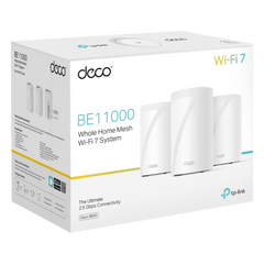 KIT 3 Routers Inalámbrico MESH Interior para Hogar / Triple Banda Wi-Fi 7 BE9300 Mbps / 2 Puerto 2.5 Gigabit WAN/LAN / 4 Antenas Internas / Operación Multi-Link MLO / Administración Mediante la App Deco (iOS, Android) / HomeShield