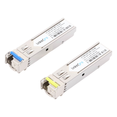 Transceptores Ópticos Industriales Bidireccionales SFP (Mini-Gbic) / Monomodo 1310 & 1550 nm / 1.25 Gbps / 1000BASE-BX / Conector LC/UPC Simplex / DDM / Hasta 5 km / 2 Piezas