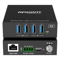 Extensor USB 3.0 | Hasta 100 m por CAT6a | PoC Bidireccional 24 Vcc | RS-232 | 4x USB-A