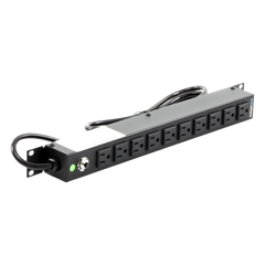 Multicontacto Horizontal (PDU) de 10 Contactos (NEMA 5-15R) Rack 19" 1UR. Voltaje Entrada/Salida: 120Vca/15A