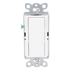 Apagador de pared Claro de 3 vías tipo paleta, 15 A, 120/277 V, para cargas generales de iluminación y motores, color blanco brillante
