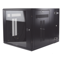 Gabinete PanZone de Montaje en Pared, de 19in, Puerta con Ventana de Seguridad, 12 UR, 762mm de Profundidad, Color Negro