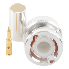 Conector BNC Macho de Anillo Plegable para Cable LP-142, LP-195, LMR-195, RG-58/U, RG-142/U, Plata/Oro/Teflón.