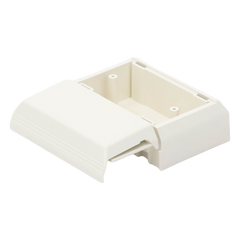 Caja Superficial Con Bisagras de Instalación a Presión, Para Canaletas T45, Material PVC Rígido, Color Blanco Mate
