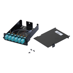 Placa Acopladora de Fibra Óptica FAP, Con 12 Pigtails y 6 Conectores LC Duplex (12 Fibras), Para Fibra Multimodo OM3/OM4, Color Aqua