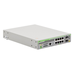 Switch PoE+ Administrable CentreCOM GS970M, Capa 3 de 8 Puertos 10/100/1000 Mbps + 2 SFP Gigabit, 124 W