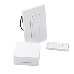 Kit de inicio Caseta Wireless con hub Smart Bridge, atenuador de pared, control Pico y placa Claro para controlar la iluminación desde la app Lutron