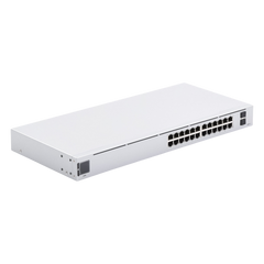 UniFi Switch USW-24, Capa 2 de 24 puertos 10/100/1000 Mbps + 2 puertos 1G SFP, pantalla informativa