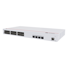 Switch de Acceso eKit Administrable / Capa 2 / 24 Puertos PoE+ Gigabit + 4 Puertos SFP+/SFP + Puerto de Consola / Poe Perpetuo / Presupuesto PoE 400 W / Sin Licenciamiento