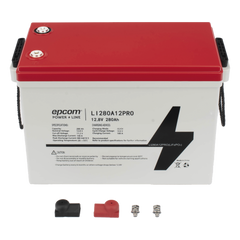 Batería de Litio LiFePO4 Ciclo Profundo / 12.8 Vcc / 280 Ah / 3.58 kWh / 6000 Ciclos / Descarga 140 A / Carga 100 A / BMS con Corte a 11.2 Vcc / Solar y Marina