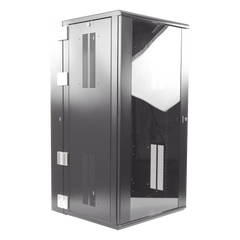 Gabinete PanZone de Montaje en Pared, de 19in, Puerta con Ventana de Seguridad, 26 UR, 635mm de Profundidad, Color Negro