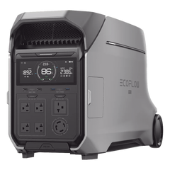 Estación de Energía Portátil DELTA PRO3 / 4096Wh Litio LFP / 5 AC 4000W (8000W Pico) / 2 USB-C 100W / Capacidad para Aumentar Respaldo / Cargador de Coche 10A a 12.6V / Conectividad WiFi y Bluetooth (App) / Carga Solar 2600W Max. (2 P