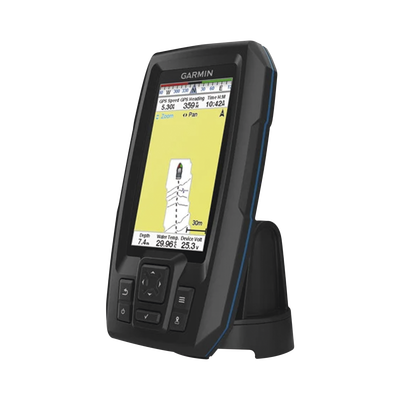 Fishfinder STRIKER™ Plus 4 con GPS Integrado / Pantalla QSVGA 272 x 480 píxeles / Frecuencias 50-200 kHz / Potencia 200 W RMS / Tecnología de Ganancia Automática / Sensor de Temperatura / Resistencia al Agua IPX7