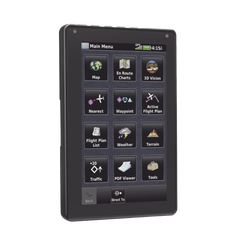 Navegador portátil aera 760, muestra información de trafico aéreo y una excelente visualización por medio de su  pantalla con visión 3D  touch screen.